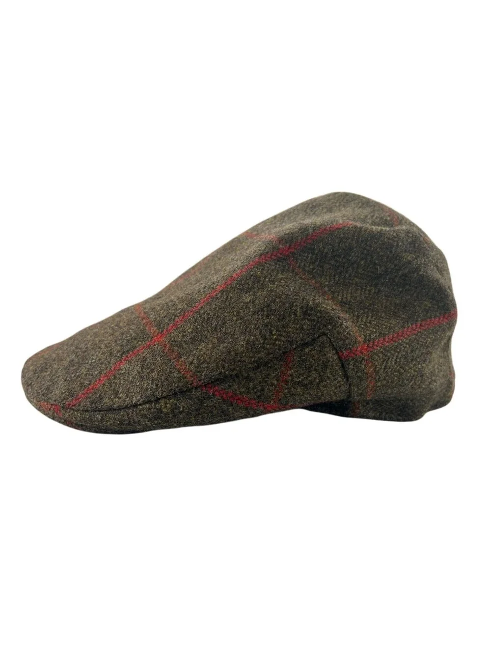 Christys' London Green Herringbone Tweed w/ Windowpane Flat Cap Large